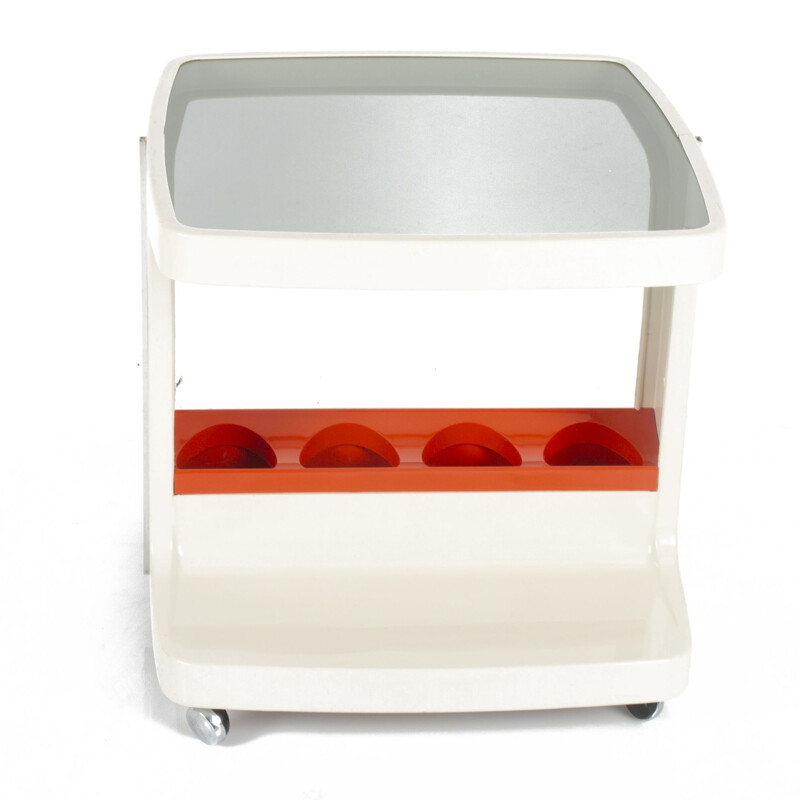 Vintage white and orange bar trolley by Marc Held 1970