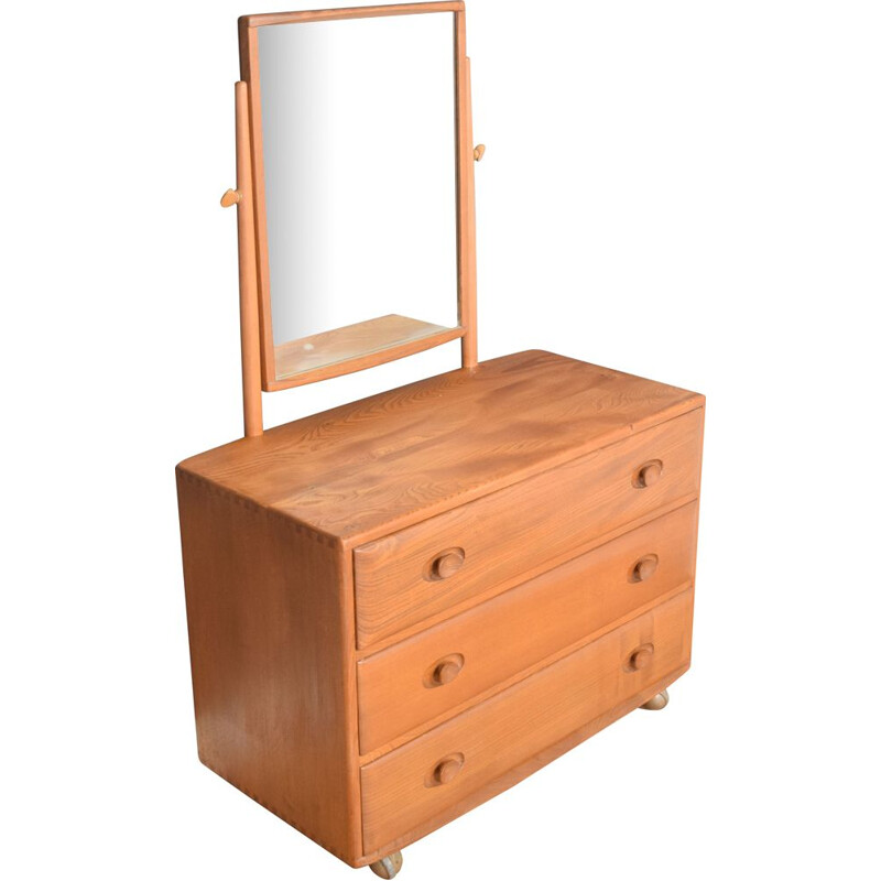 Vintage chest of drawers with mirror by Lucian Ercolani for Ercol 1960