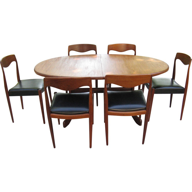 Ensemble table et chaises scandinaves, Ib KOFOD-LARSEN - 1960