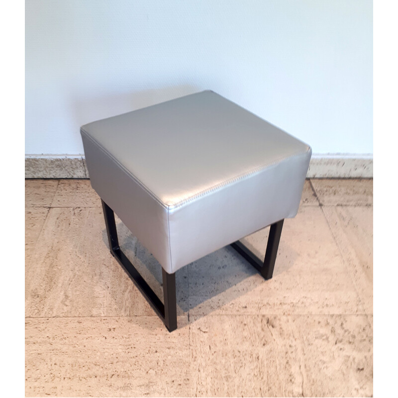 Vintage low modernist square stool