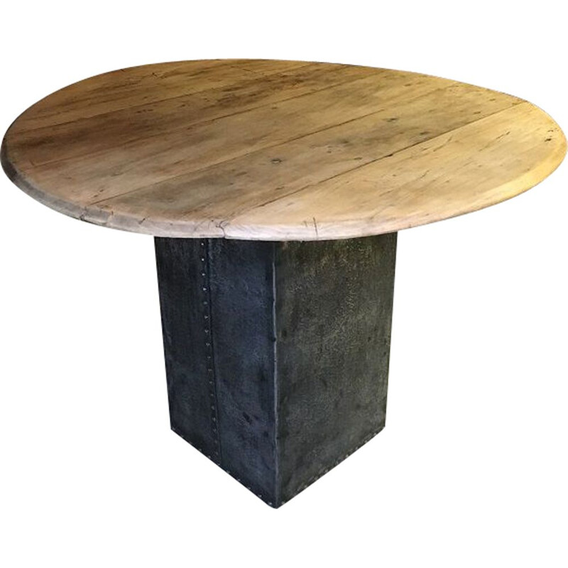Vintage metal and wood industrial standing eating table
