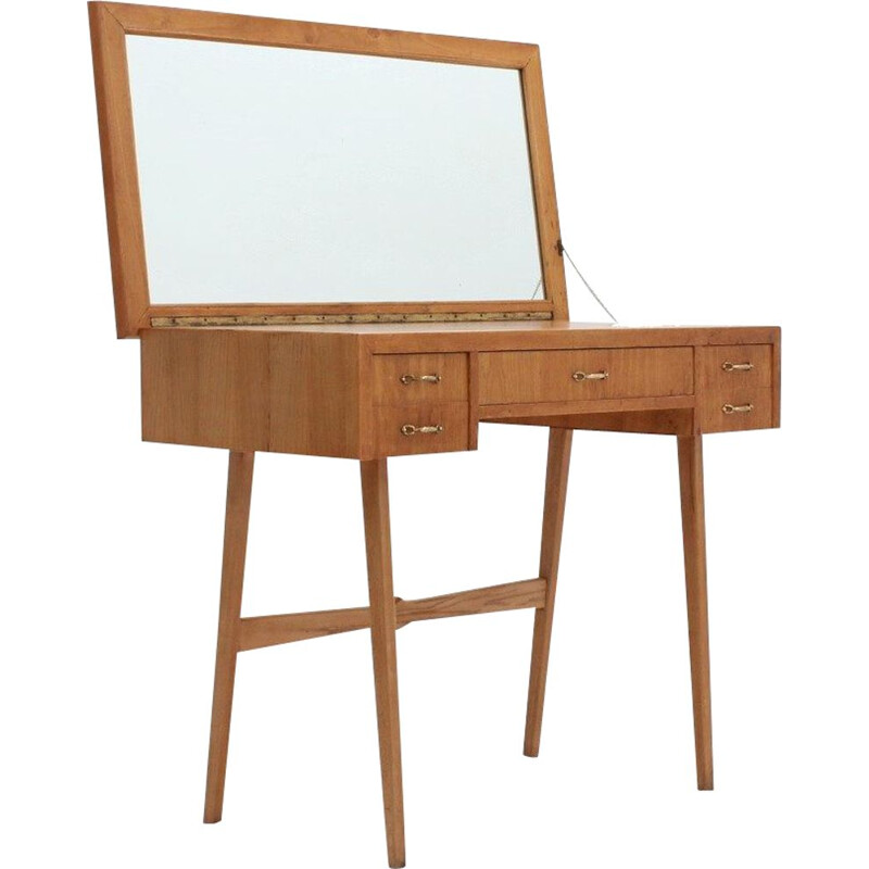 Vintage oak dressing table with mirror 1950