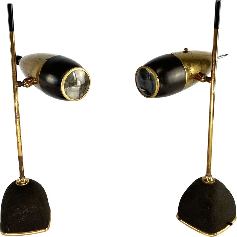 Pair of vintage lamp mod. 577 by Oscar Torlasco, Lumi Milan, Italy 1960