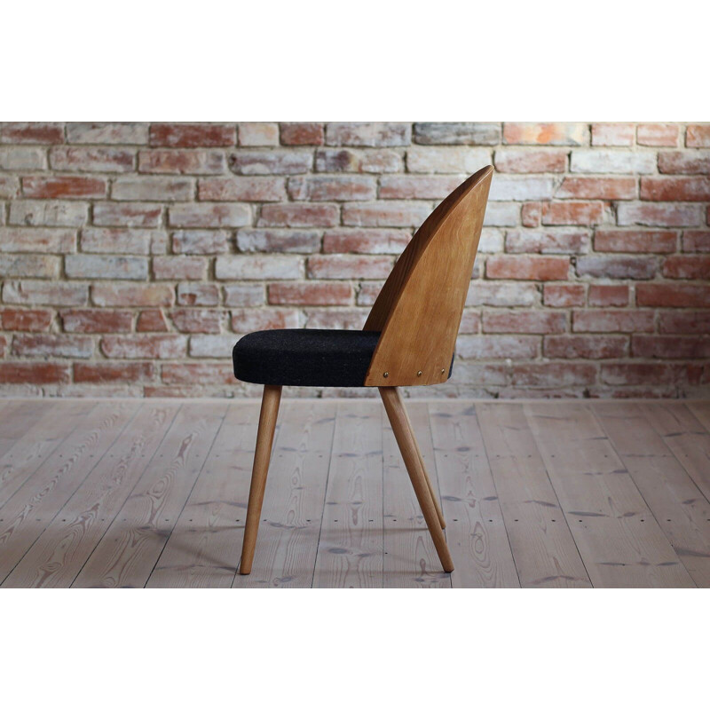 Set of 4 Midcentury Dining Chairs by Antonin Šuman in Melange Black Wool by Kvadrat 1960s