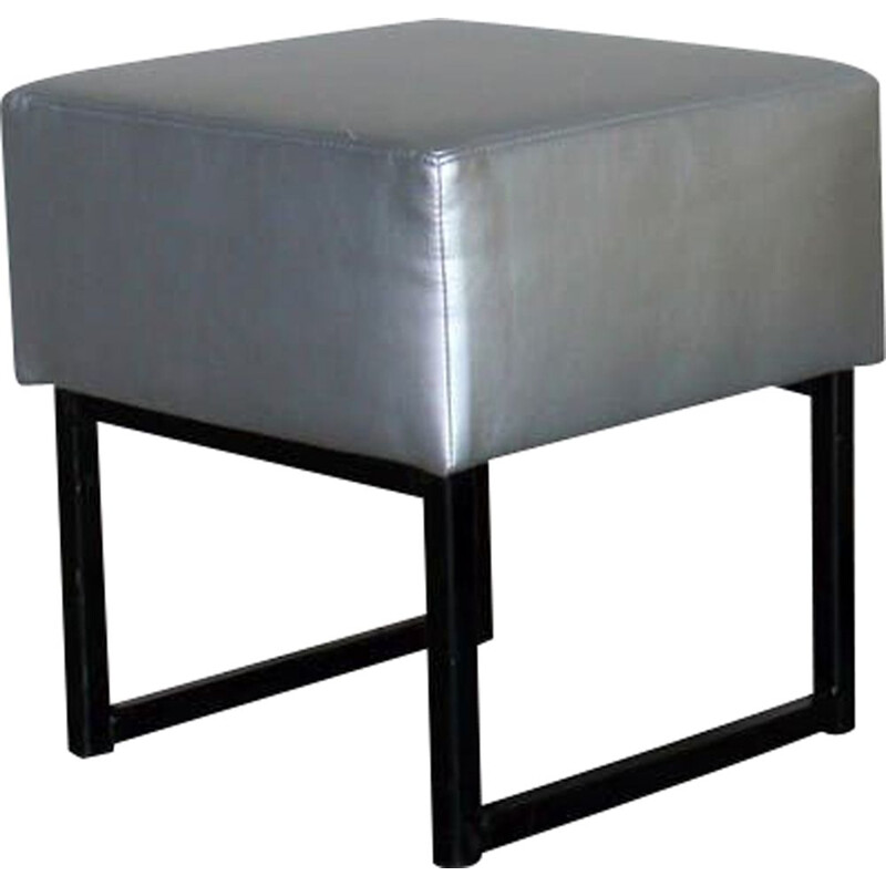 Vintage low modernist square stool