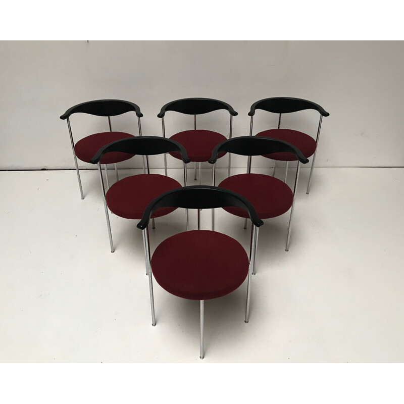 Set of 6 vintage chairs 3200 by Frederik Sieck for Fritz Hansen 1960