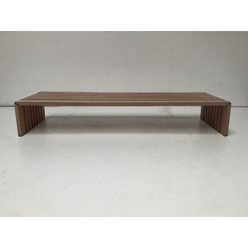 Vintage Passe Partout slatted ash bench by Walter Antonis for Arspect 1970s