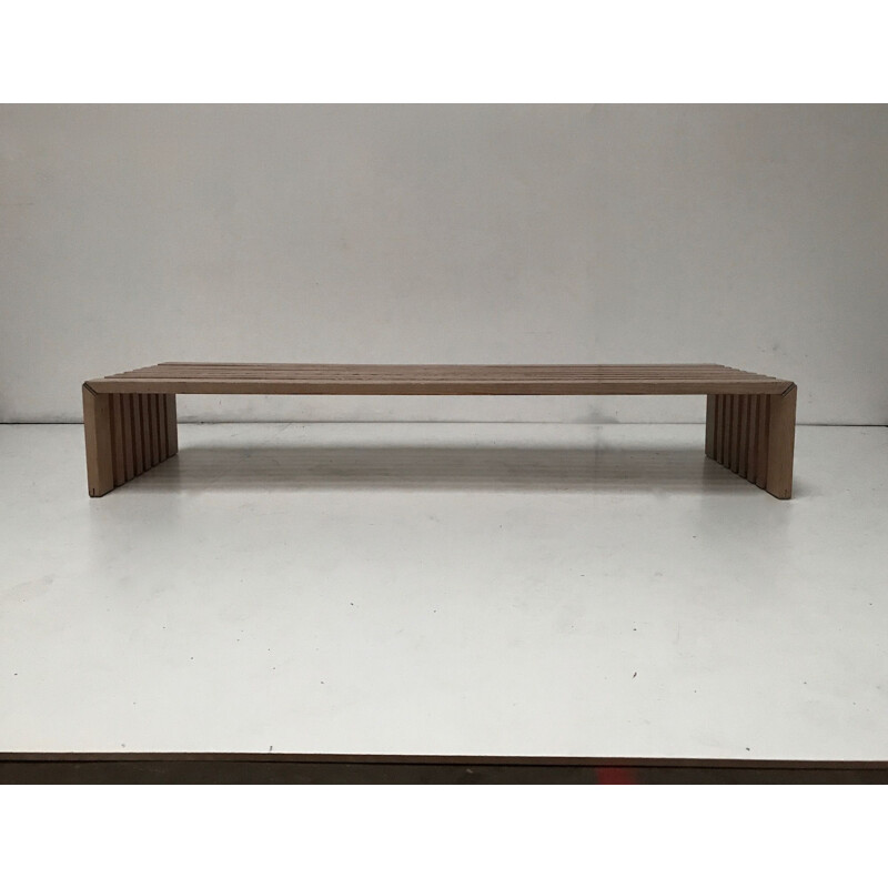 Vintage Passe Partout slatted ash bench by Walter Antonis for Arspect 1970s