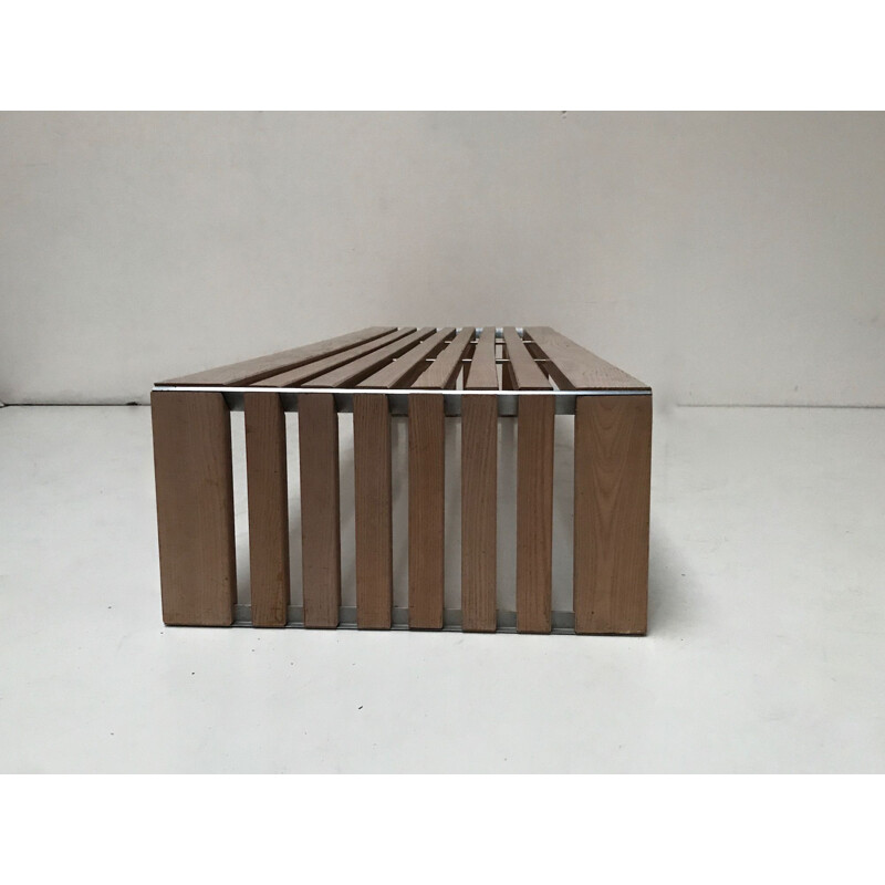 Vintage Passe Partout slatted ash bench by Walter Antonis for Arspect 1970s