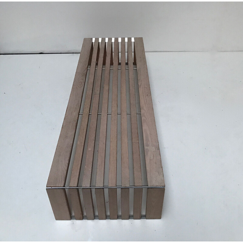 Vintage Passe Partout slatted ash bench by Walter Antonis for Arspect 1970s