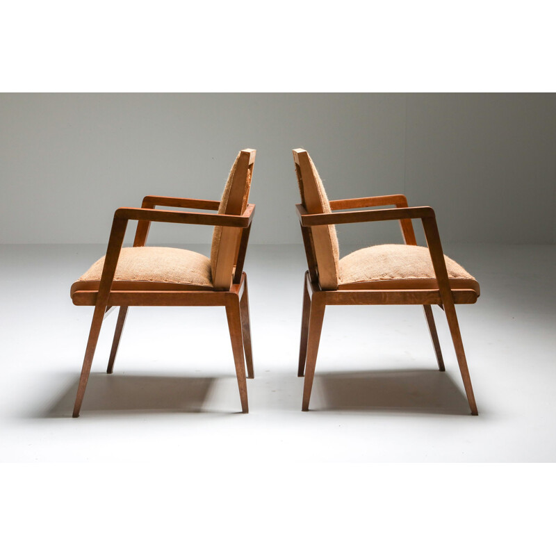 Pair of Vintage Armchairs in Oak René Gabriel 1950s