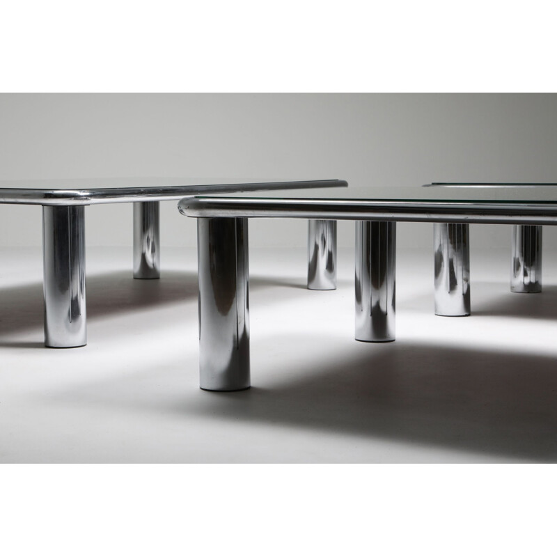 Pair of vintage Mirrored Coffee Tables for Cassina Gianfranco Frattini 1960s