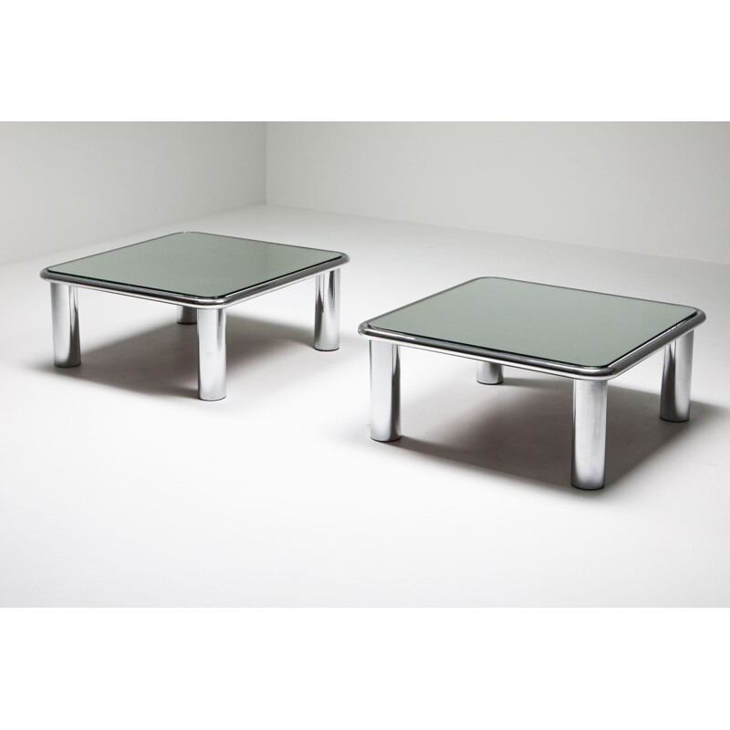 Pair of vintage Mirrored Coffee Tables for Cassina Gianfranco Frattini 1960s