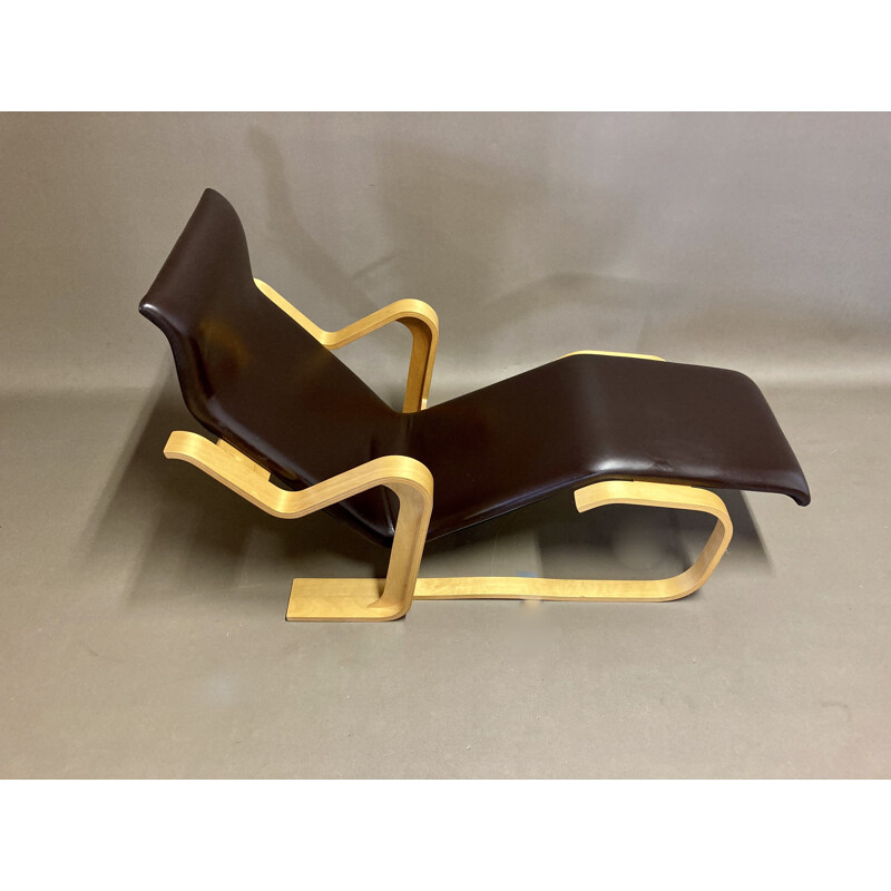 Vintage leather and beech deckchair Marcel Breuer 