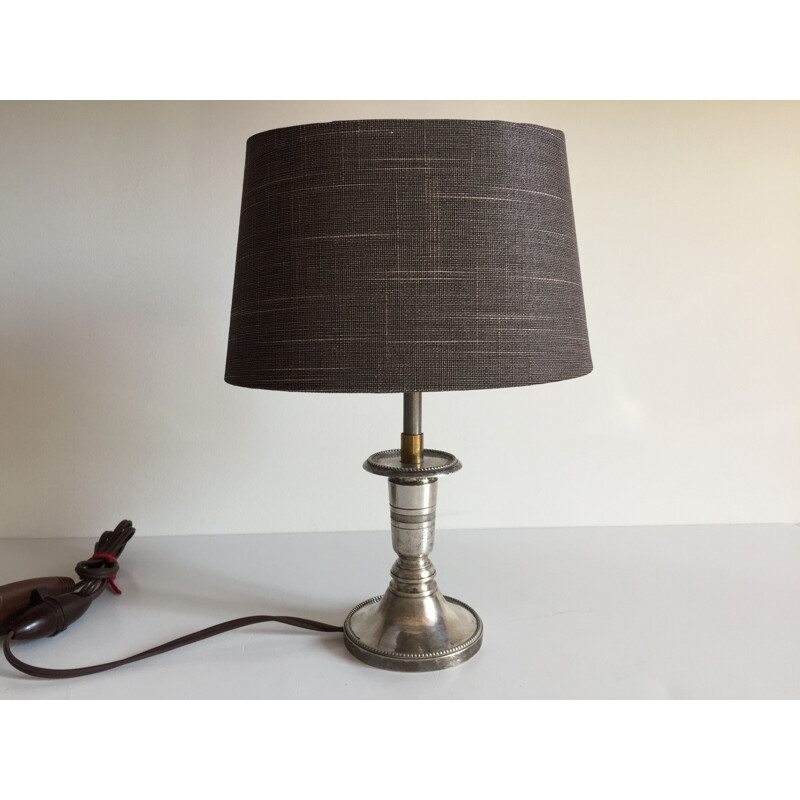 Small vintage Lamp Chic Metal Silver in England 1970