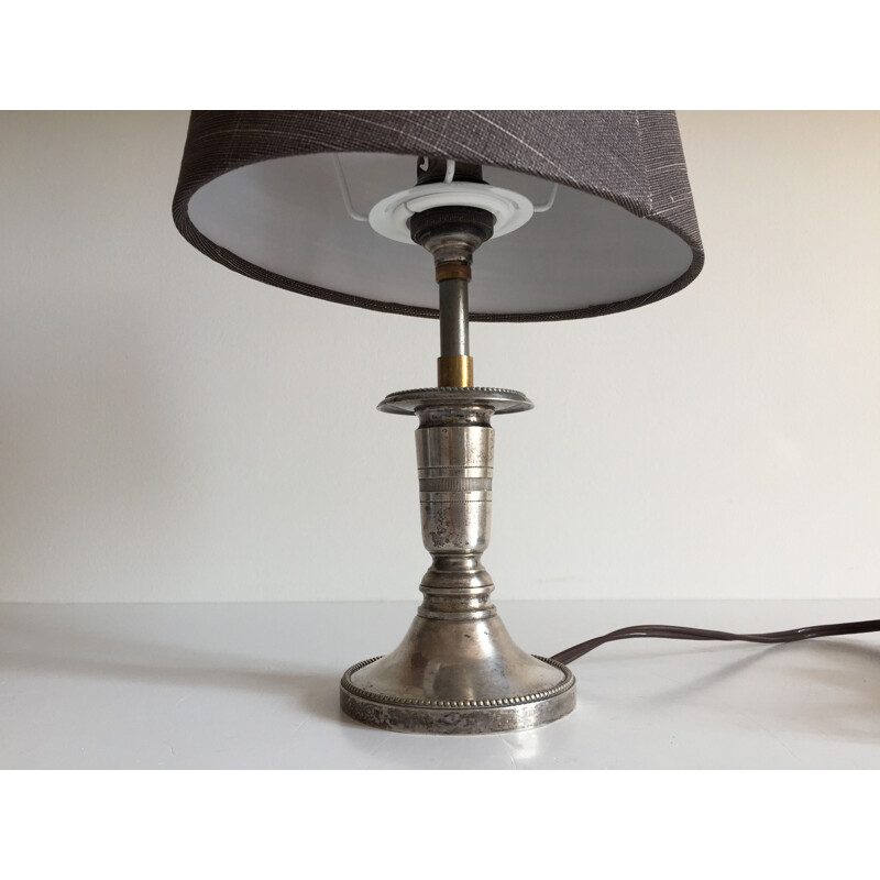 Small vintage Lamp Chic Metal Silver in England 1970