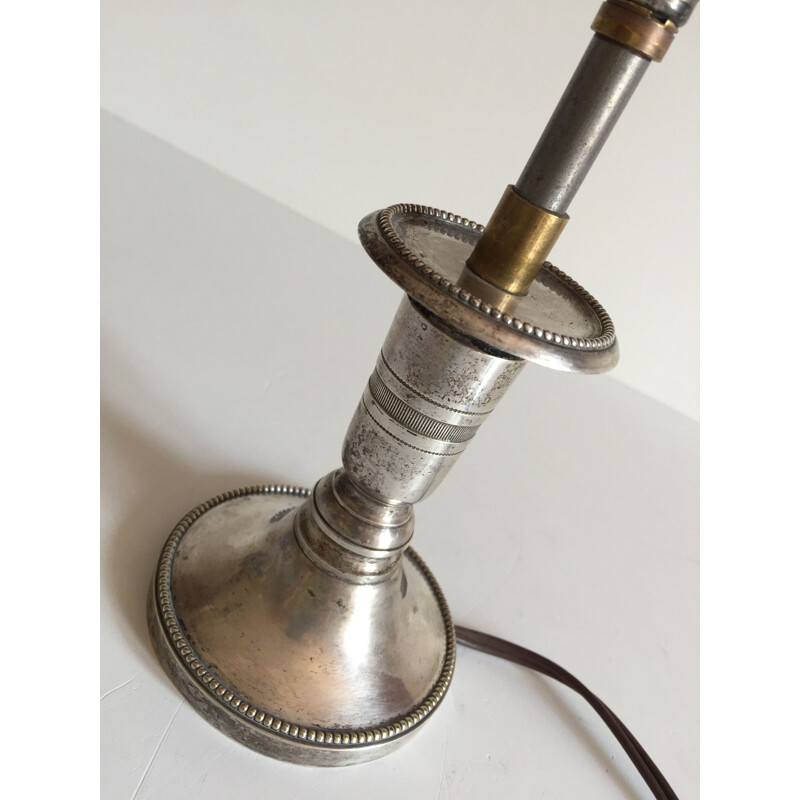 Small vintage Lamp Chic Metal Silver in England 1970