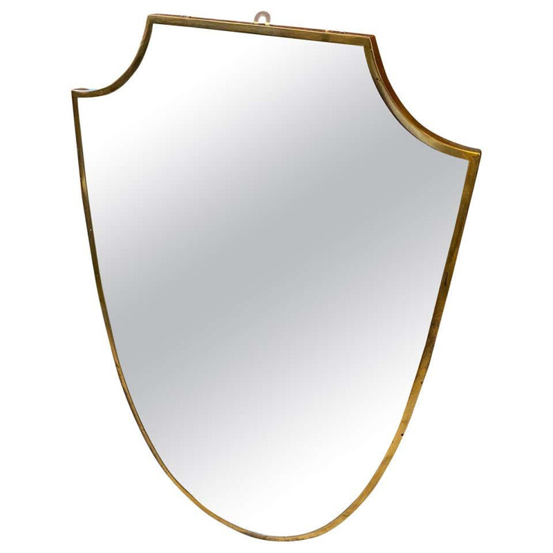 Mid-Century Brass Shield Wall Mirror italien 1950s