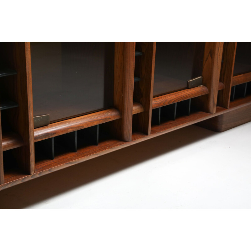 Vintage sideboard in solid walnut, Italy 1970