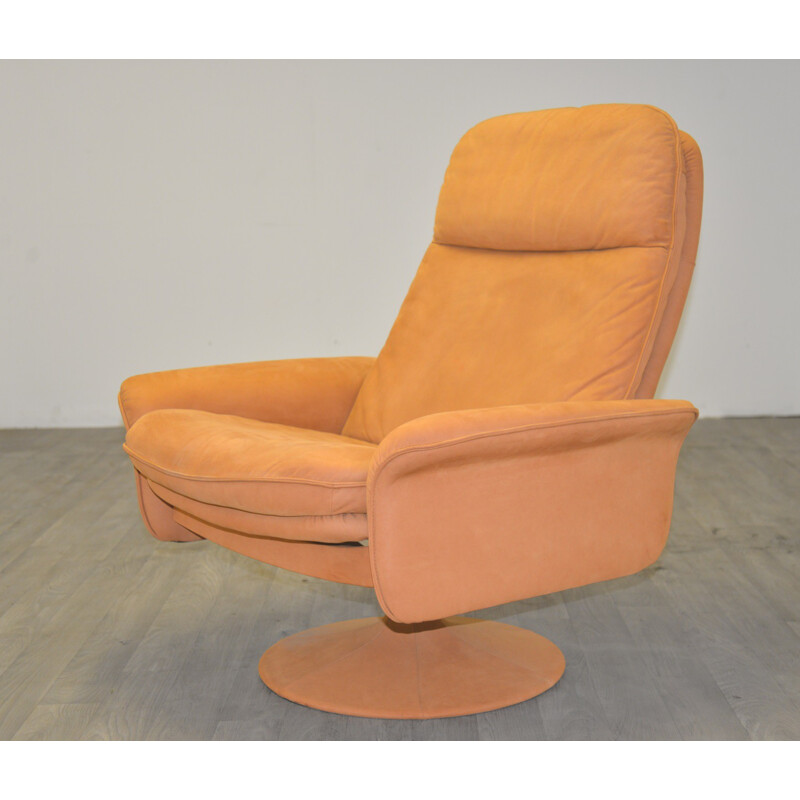 De Sede armchair and his ottoman in suede leather - 1970s