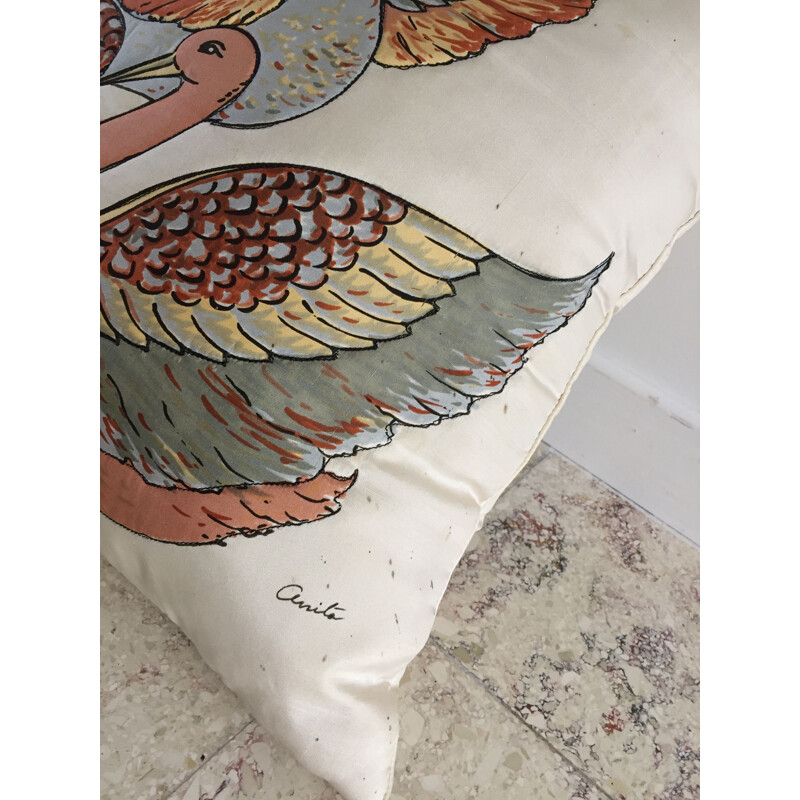 Pair of vintage cushions in pure silk