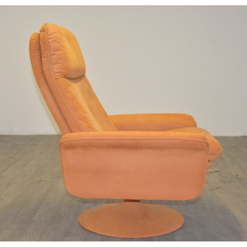 De Sede armchair and his ottoman in suede leather - 1970s