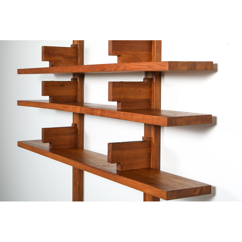 Vintage Chapo B17 book shelve in solid Elm French 1960s