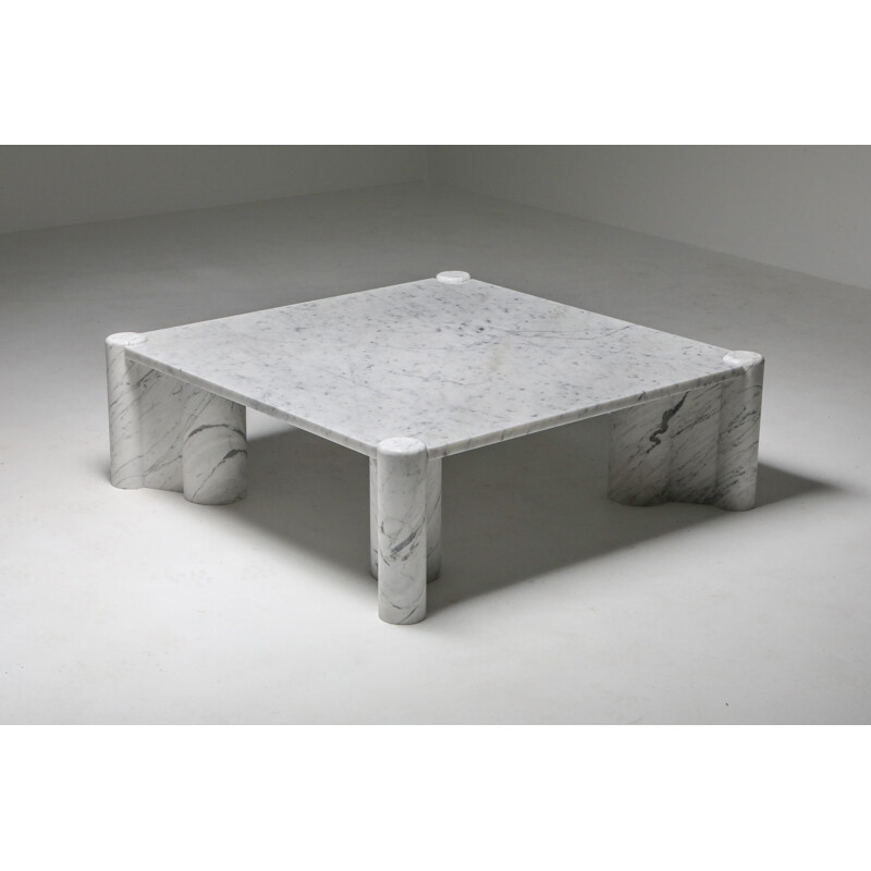 Vintage Gae Aulenti 'Jumbo' coffee table in carrara white marble 1960s