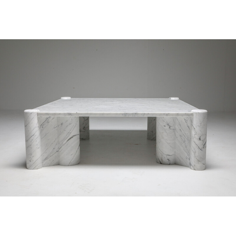 Vintage Gae Aulenti 'Jumbo' coffee table in carrara white marble 1960s