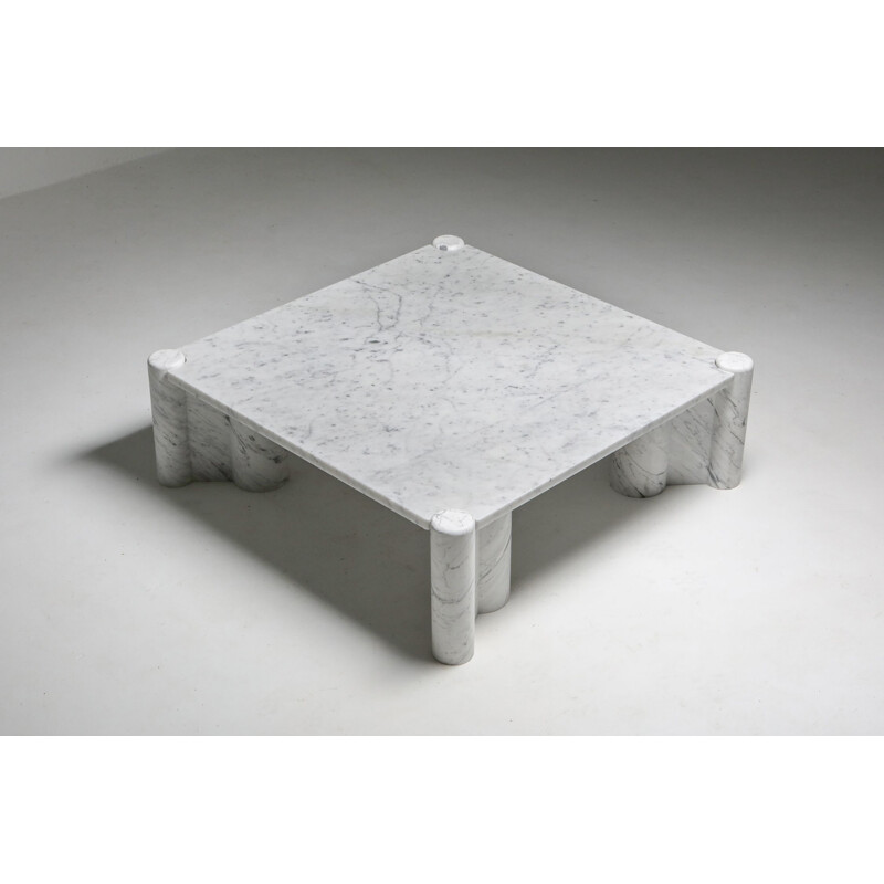 Vintage Gae Aulenti 'Jumbo' coffee table in carrara white marble 1960s