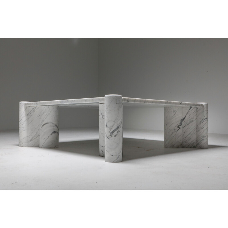 Vintage Gae Aulenti 'Jumbo' coffee table in carrara white marble 1960s