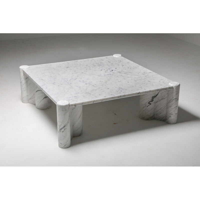 Vintage Gae Aulenti 'Jumbo' coffee table in carrara white marble 1960s