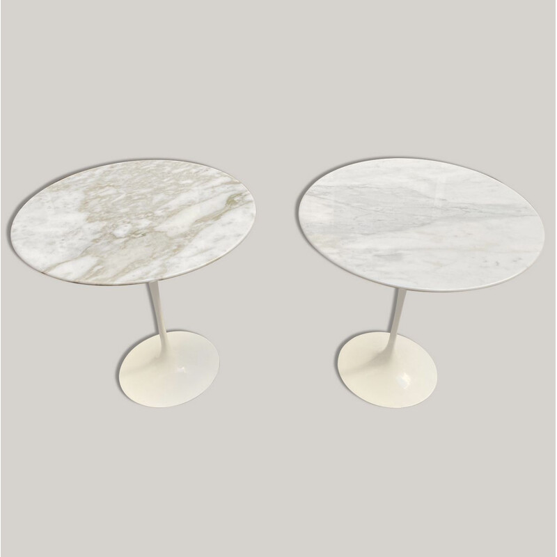 Pair of vintage Eero Saarien marble pedestal tables for Knoll International, 1970