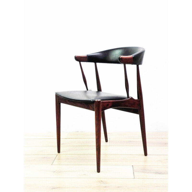 Set of 4 teak dining chairs with leatherette seat - 1960s