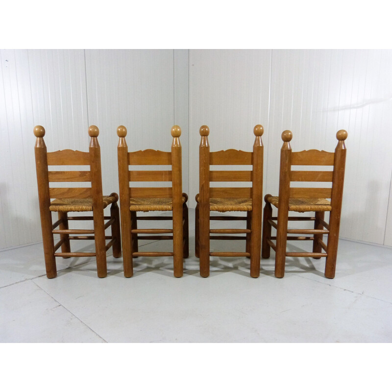 Ensemble de 4 chaises vintage de Charles Dudouyt 1960