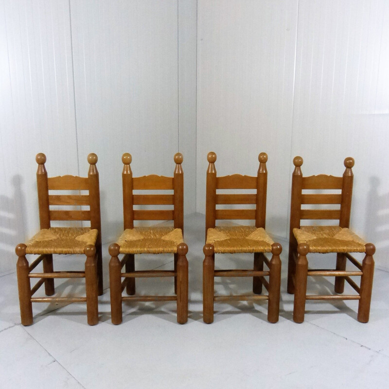 Ensemble de 4 chaises vintage de Charles Dudouyt 1960