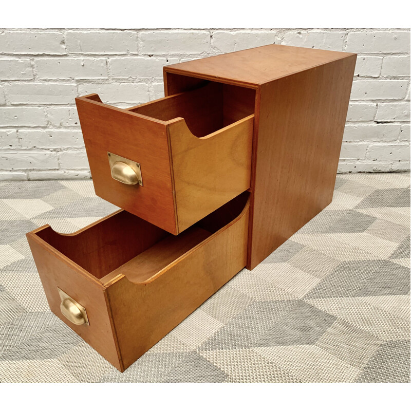 Small Vintage Desk Top Filing Cabinet Tidy Storage 
