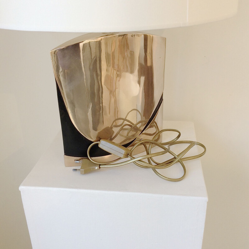 Lampe de table vintage en bronze par Esa Fedrigolli Italie 1970
