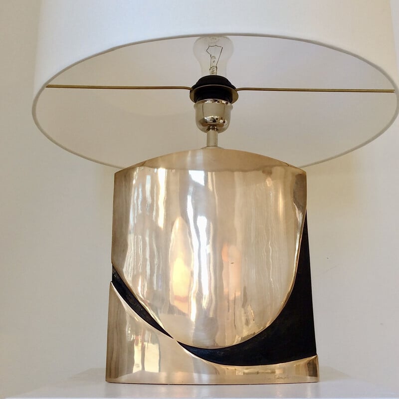Vintage bronze table lamp by Esa Fedrigolli Italy 1970