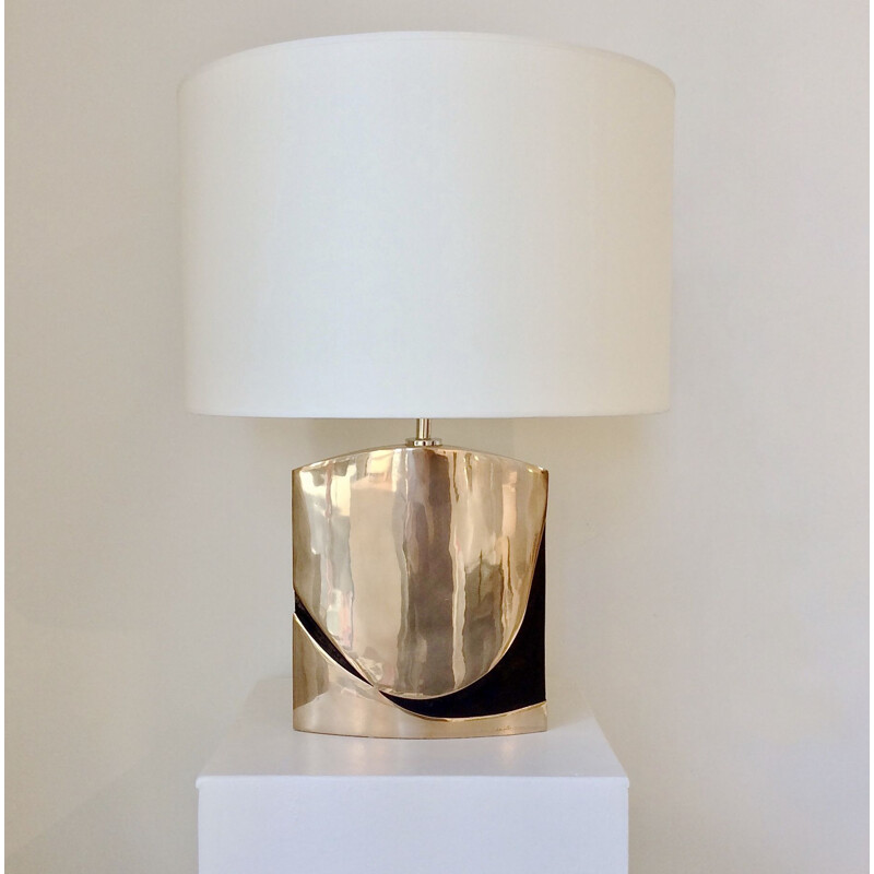 Vintage bronze table lamp by Esa Fedrigolli Italy 1970