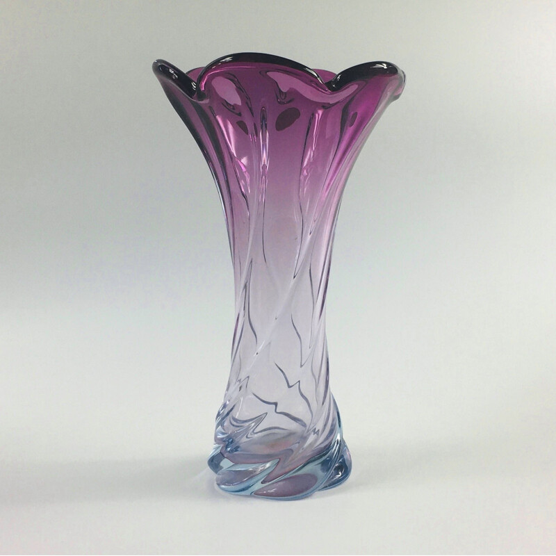 Vase vintage en verre de Murano torsadé  Italie 1960