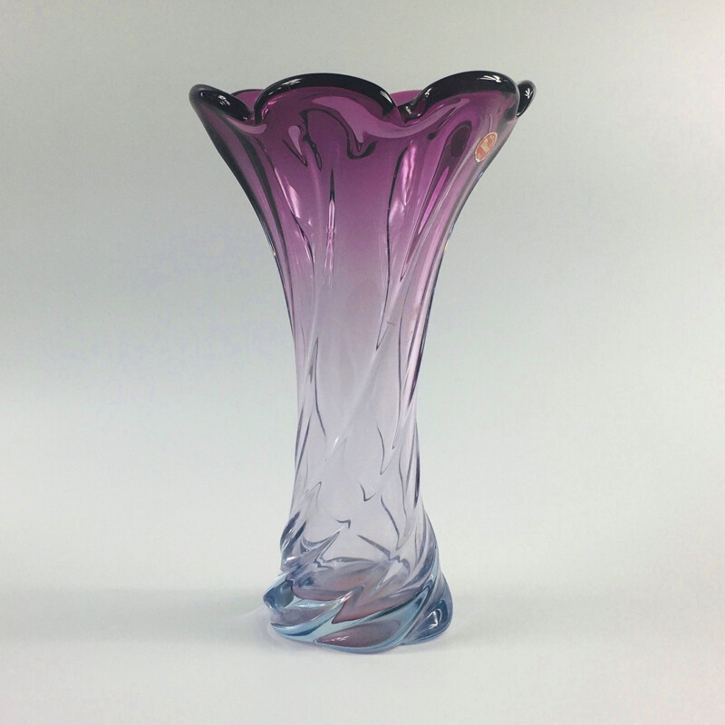 Vase vintage en verre de Murano torsadé  Italie 1960