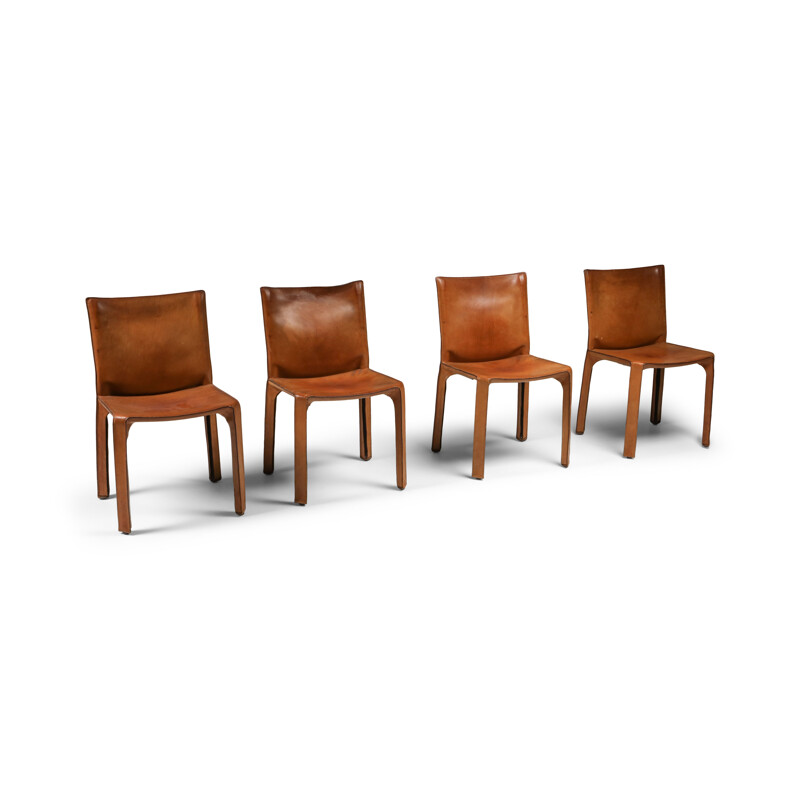 4 chaises Vintage Cassina Cognac CAB 1970