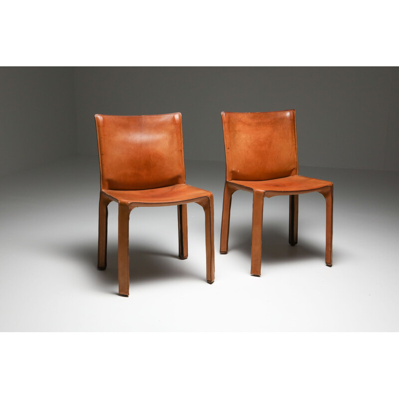 4 chaises Vintage Cassina Cognac CAB 1970