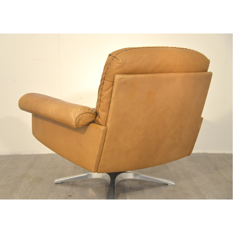 Pair of De Sede "DS 35" armchairs in cognac leather - 1970s