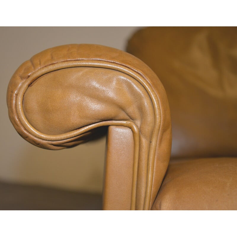 Pair of De Sede "DS 35" armchairs in cognac leather - 1970s