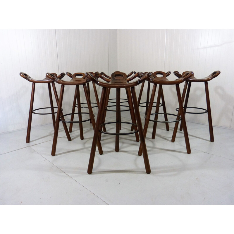 Set of 9 vintage Marbella barstools by Sergio Rodrigues, 1970s