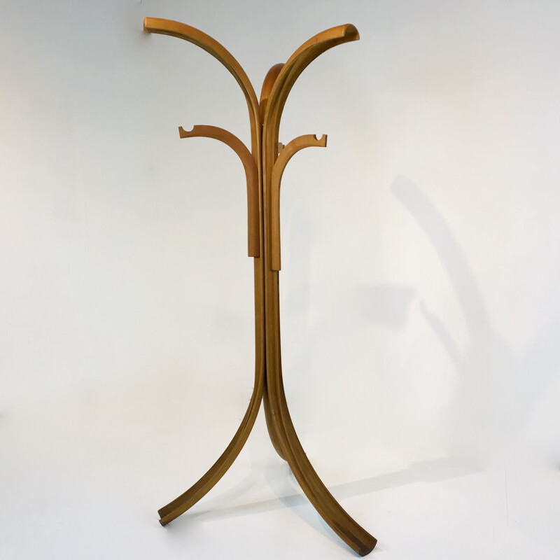 Vintage wooden coat rack, Italy 1970