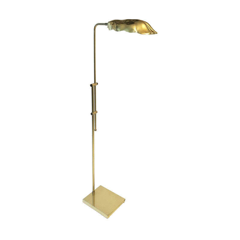 Vintage Desk Floor Lamp Chapman Brass Leaf Hollywood Regency Tommaso Barbi 1950s
