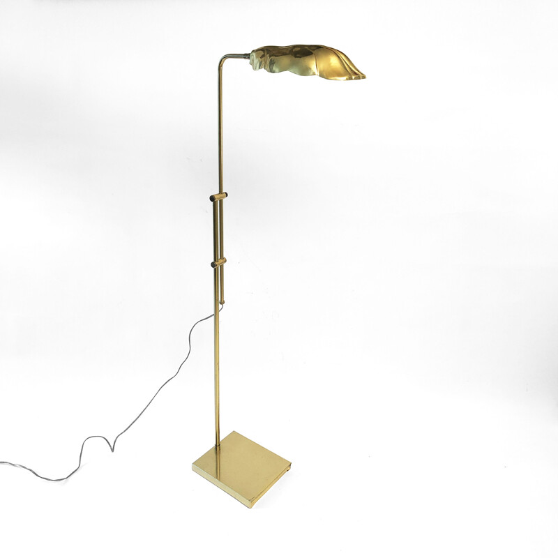 Vintage Desk Floor Lamp Chapman Brass Leaf Hollywood Regency Tommaso Barbi 1950s